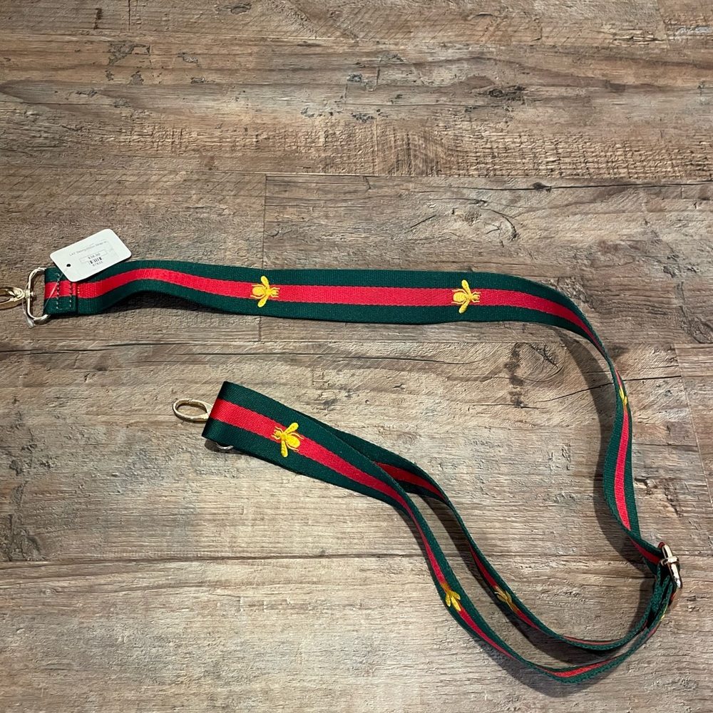 Green and Red Gucci-style Bee Strap